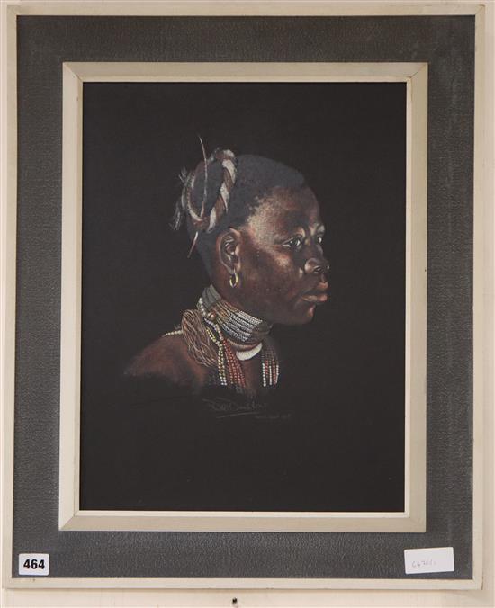 D. Dunstone, oil on panel, Study of an African woman, signed and dated 1964, 44 x 33cm